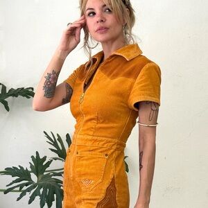 Cinnamon Girl Gold Cord Playsuit